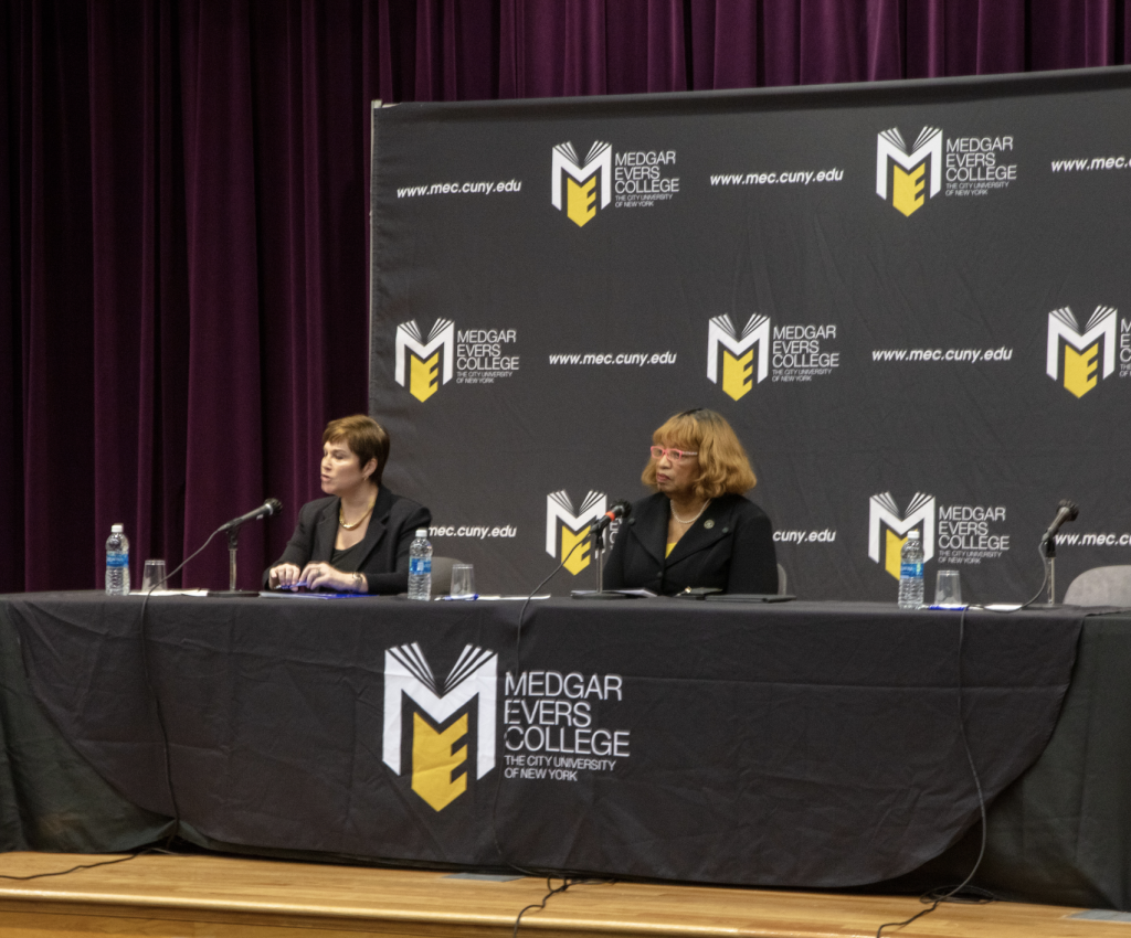 From left:
CUNY Executive Vice Chancellor and University Provost Wendy F. Hensel and Dr. Patricia Ramsey, Medgar Evers College President