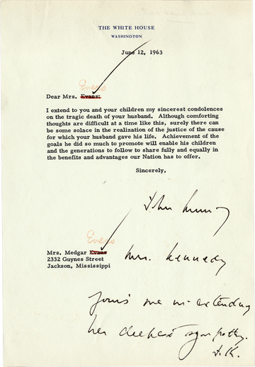 A letter from Charles R. MsLaurin to President John F. Kennedy