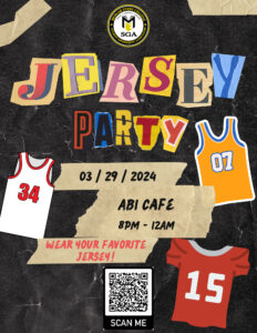 Jersey Party event flyer by Student Government Association at Medgar Evers College