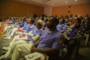In October 2024, the EOJ Auditorium was packed with medical professionals, students from Medgar's nursing program and a number of students from the Brooklyn Recovery Corps internship program. (Richard Joseph/Office of Communications)