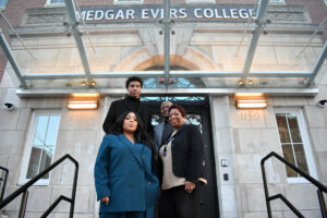 The Reid-Barnett family are regulars on campus, particularly in support of current Medgar Evers College student Christian Moran (top left). (Nick Masuda/Office of Communications)