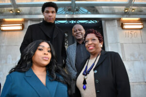 Dr. Gail Reed-Barnett (Class of 1990) is joined by husband, Winston A. Barrett (Class of 2000, top right), daughter daughter Tameka S. Harrison-Harris (lower left) and grandson Christian Moran (a current student, top left).