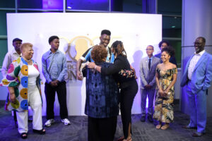 Boris embraces Ms. Reena Evers-Everette at the Democracy in Action Convening in Jackson, Mississippi. It was his second trip to the area.