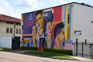 Medgar Wiley Evers' presence can be felt all over Jackson, Mississippi, including this mural. (Photo by Maritza Argueta/Office of Communications)