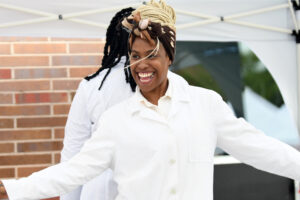 Students from the college's award-winning nursing program enjoy a time out from the classroom to do a fun video at Club Fair. (Nick Masuda/Office of Communications)