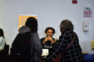 On-campus programs such as ASAP tabled inside the AB1 building, where they saw plenty of foot traffic throughout the day. (Photo by Maritza Argueta/Brooklyn Recovery Corps Intern in the Office of Communications)