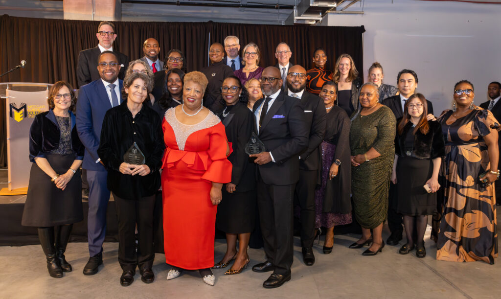 Members of the Antioch Baptist Church and Congregation Beth Elohim with Senator Zellnor Myrie (second row, second from left), Rabbi Rachel Timoner (front row, first from left), Medgar Evers President, Dr. Patricia Ramsey (front row, second from left) and Dr. Robert Waterman (front row, fourth from left) (Photo by Solwazi Afi Olusala)