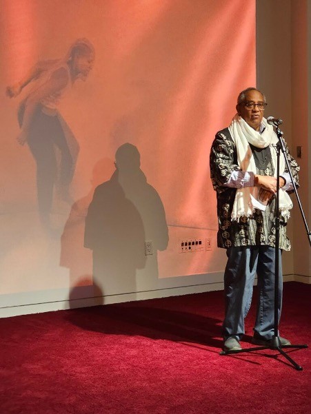 Kassahun Checole at the 2023 Africa World Press 40th Anniversary celebration at San Franciso’s Museum of African Diaspora(Photo by Nevolia E. Ogletree)