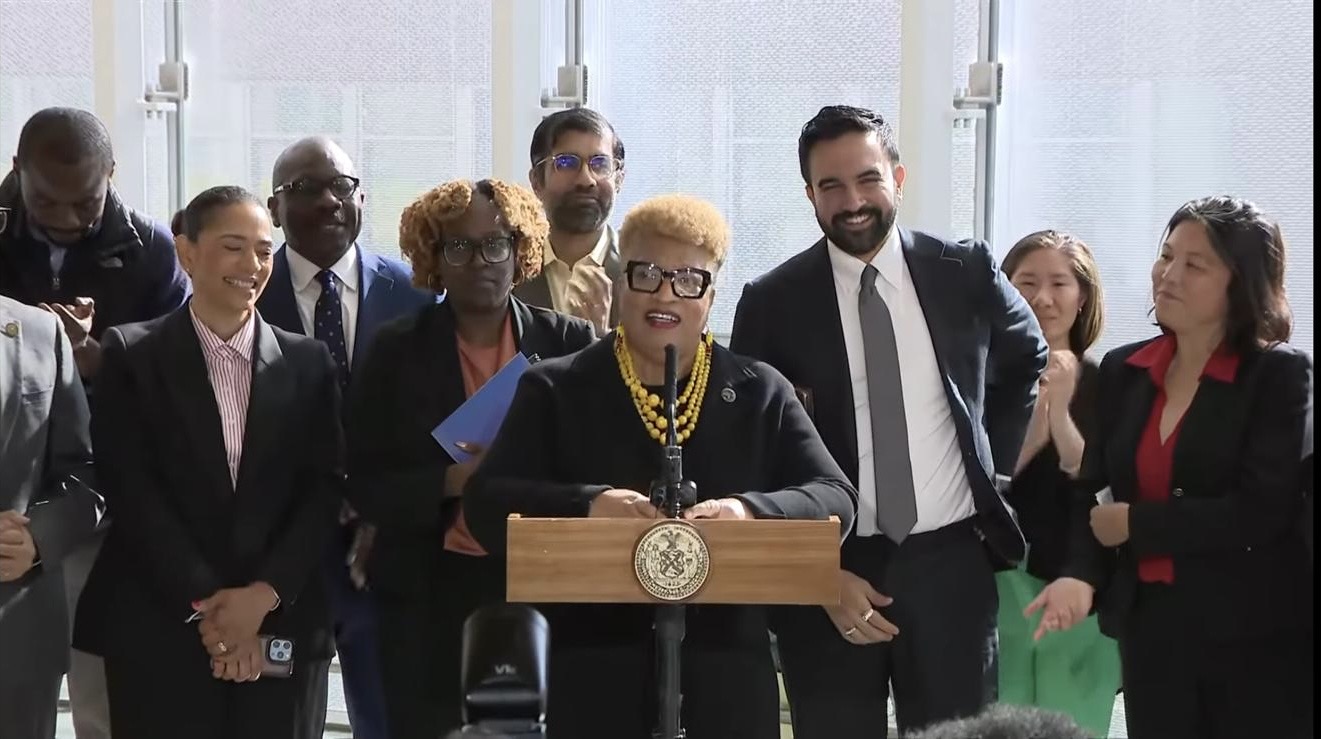 Mamdani Presser_040626. Dr. Ramsey.Mayor Mamdani Dr. Patricia Ramsey, president of Medgar Evers College, welcoming Mayor Zohran Mamdani