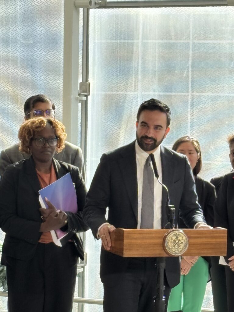Mamdani Presser_040626. Mayor Mamdani.Afua Attah-MensahMayor Zohran Mamdani introducing Chief Equity Officer and Commissioner Afua Atta-Mensah